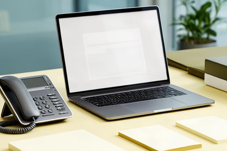 Formulario de contacto jurídico abierto en un portátil junto a un teléfono de oficina