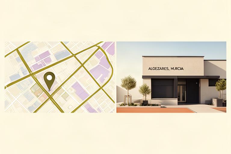 Mapa ilustrado de la zona de Calle Salitre en Algezares, Murcia, junto a la fachada de un despacho