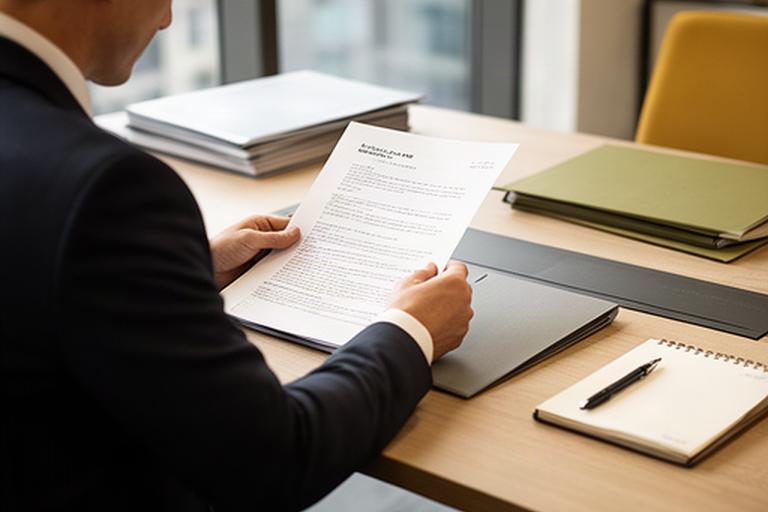 Profesional consultando un expediente laboral en una mesa de trabajo de Murcia