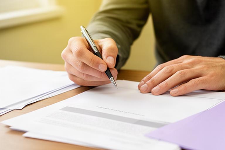Persona firmando una solicitud de acceso a sus datos en una consulta jurídica